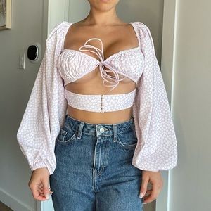 Whitefox Boutique | floral long sleeve crop top